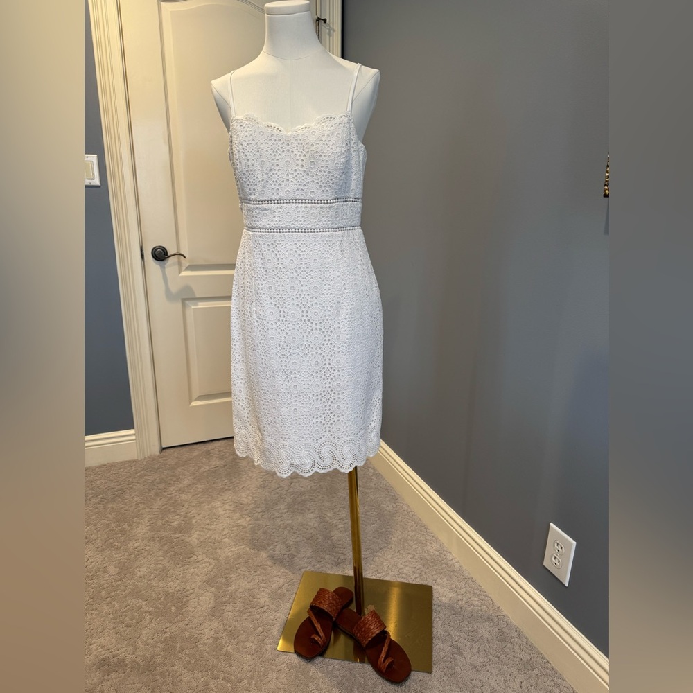 LILLY PULITZER Size 6 Jaida Sweetheart neckline White Eyelet Dress NWOT - Picture 4 of 7